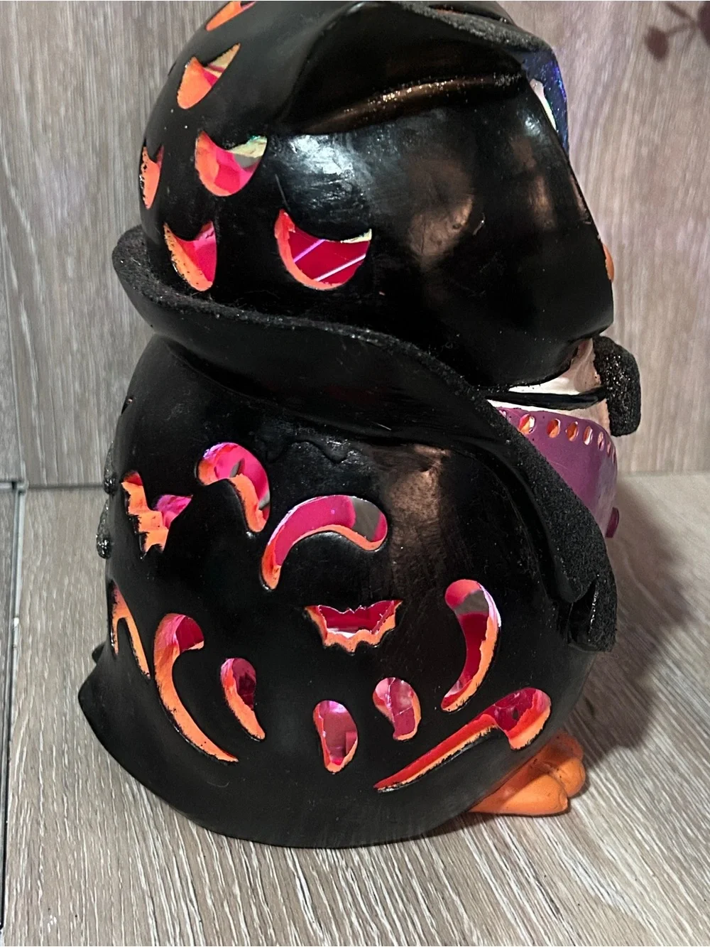 Cracker Barrel Halloween LED Color Changing Ceramic Owl Tuxedo Decor Light